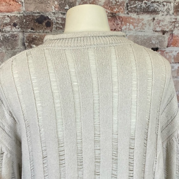 Knit Ribbed Sweater Drop Shoulder Off-WhiteSz Medium - Picture 5 of 10